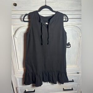 Swahlee Sustainable Black‎ Cotton Ruffle Dress Lagenlook Minimalist Capsule